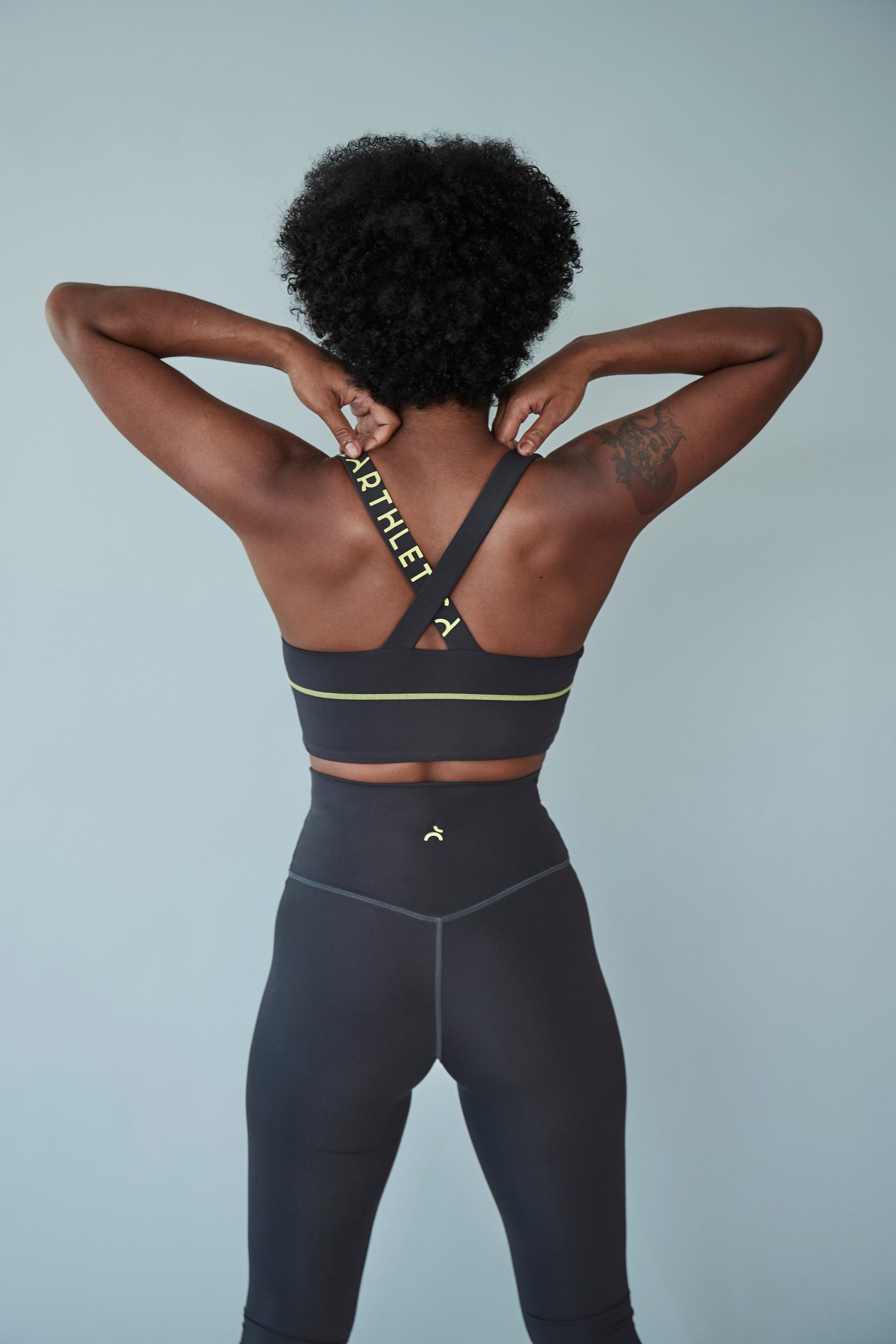 Earthletica models wearing the Graphite Ankle Grazer Legging + Solar Powered Femme Crop