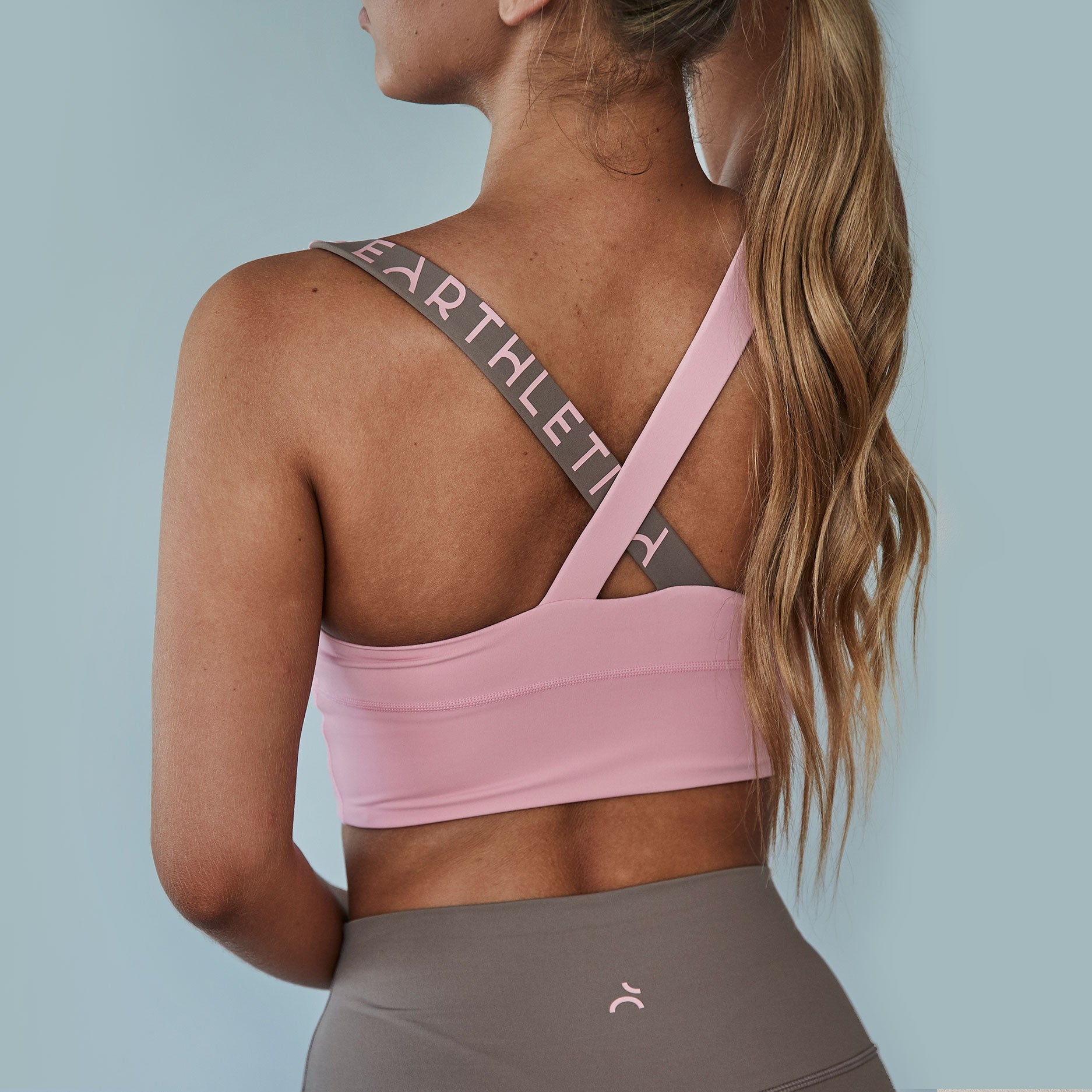 A close up image of stitching and finishings on an Earthletica activewear set