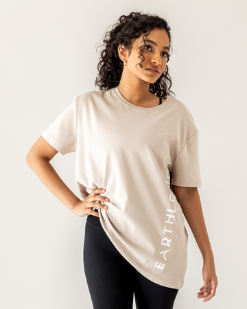 Oversized Organic Logo Tee in Eggshell