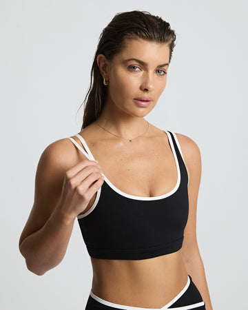 Split Strap Crop - Black/White